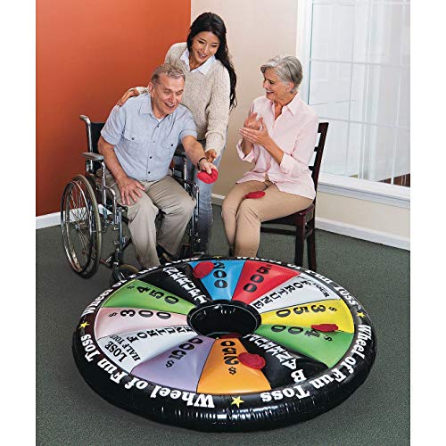 S&S Worldwide Wheel of Fun Inflatable Toss Game. Game Show Style Fun in a Jumbo Toss Game! Includes 50" Inflatable Target, 6 Beanbags and Instructions.