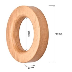 Pants Hangers, High-Grade Solid Wooden, Unique Ring Design, Jeans Hanger, Shorts Hanger, Silk Scarves Hangers, Scarf Hanger, Tie Hanger, Bag Hanger with Magnet, 3-Pack. (Natural)