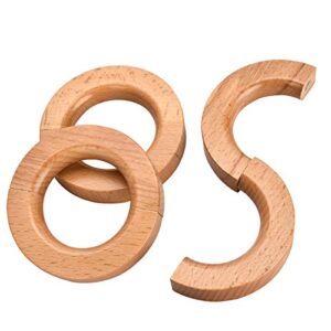 Pants Hangers, High-Grade Solid Wooden, Unique Ring Design, Jeans Hanger, Shorts Hanger, Silk Scarves Hangers, Scarf Hanger, Tie Hanger, Bag Hanger with Magnet, 3-Pack. (Natural)