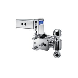 B&W Trailer Hitches Chrome Tow & Stow Adjustable Trailer Hitch Ball Mount - Fits 2.5" Receiver, Dual Ball (2" x 2-5/16"), 5" Drop, 14,500 GTW - TS20037C