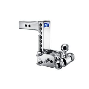 b&w trailer hitches chrome tow & stow adjustable trailer hitch ball mount - fits 2" receiver, tri-ball (1-7/8" x 2" x 2-5/16"), 7" drop, 10,000 gtw - ts10049c