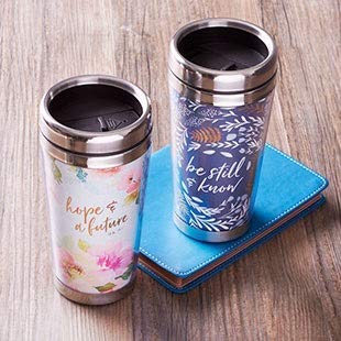 Be Still and Know Psalm 46:10 Navy Travel Coffee Mug Thermal Tumbler with Design Wrap, Lid and Stainless Steel Interior (16oz Vacuum Insulated Break Resistant Polymer Exterior)
