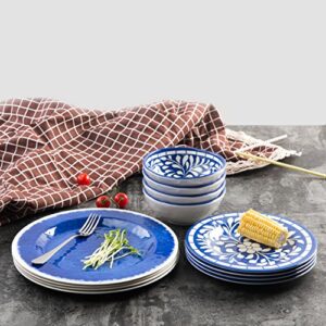 Melamine Dinnerware Set - 12 Pcs Dinner Dishes Set for Outdoor Use, Dishwasher Safe, Unbreakable, Blue