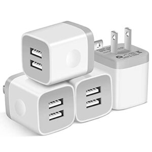 X-EDITION Wall Charger,4-Pack 2.1A Dual Port USB Power Adapter Plug Charging Block Cube for Phone 8/7/6 Plus/X, Pad, Samsung Galaxy S5 S6 S7 Edge,LG, Android (White)