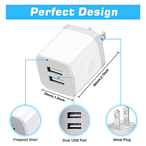 X-EDITION Wall Charger,4-Pack 2.1A Dual Port USB Power Adapter Plug Charging Block Cube for Phone 8/7/6 Plus/X, Pad, Samsung Galaxy S5 S6 S7 Edge,LG, Android (White)