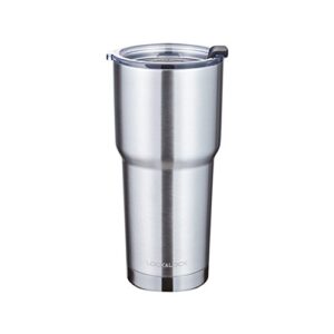 lock & lock stainless steel double wall vacuum insulated bpa-free non toxic travel mug for cold drinks and hot beverages, 24oz, brushed aluminum