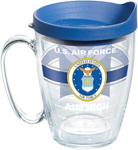 tervis air force pride tumbler with wrap and blue lid 16oz mug, clear
