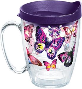 tervis butterfly passion made in usa double walled insulated tumbler travel cup keeps drinks cold & hot, 16oz mug, classic