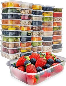 prepnaturals food storage containers with lids - plastic containers with lids (50 pack,17 ounce)