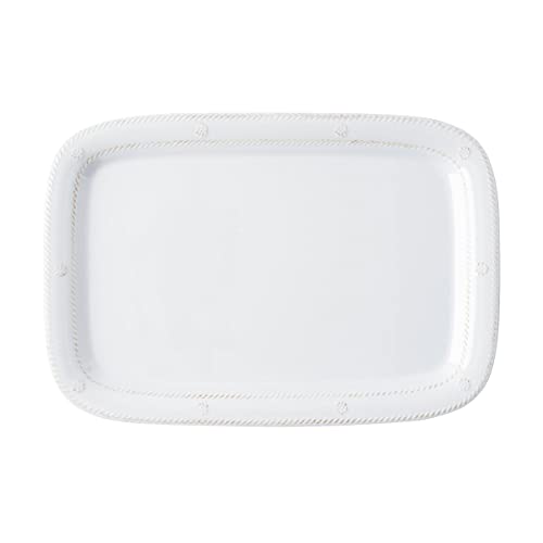 Juliska - Berry & Thread Melamine Tray 16 in. - Whitewash, Melamine Serving Tray - Unbreakable, White Melamine, Decorative Embossed Melamine Tray