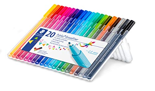 STAEDTLER 338 SB20 Triplus Broadliner bullet Pen, 0.8 mm - Assorted Colours (Pack of 20)