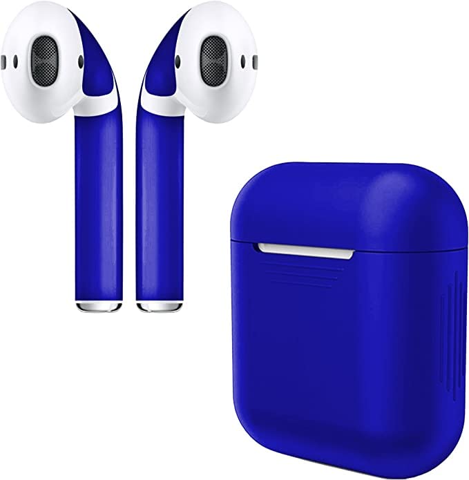 APSkins Silicone Case and Stylish Skins Compatible with Apple AirPod Accessories (Admiral Blue Case & Skin)