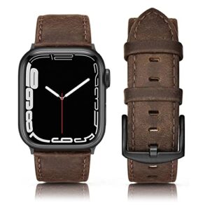 swees leather band compatible for apple watch 42mm 44mm 45mm, genuine leather replacement wristband strap compatible iwatch series 7 6 5 4 3 2 1 se sports & edition men and women, retro brown
