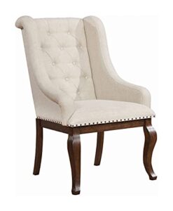 coaster home furnishings brockway glen cove arm chairs with button tufting and nailhead trim antique java and cream (set of 2)