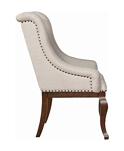 Coaster Home Furnishings Brockway Glen Cove Arm Chairs with Button Tufting and Nailhead Trim Antique Java and Cream (Set of 2)