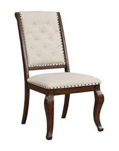 coaster furniture glen cove dining chairs with button tufting and nailhead trim antique java and cream (set of 2) 110312