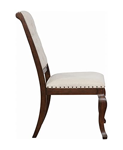 Coaster Furniture Glen Cove Dining Chairs with Button Tufting and Nailhead Trim Antique Java and Cream (Set of 2) 110312