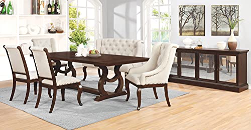 Coaster Furniture Glen Cove Dining Chairs with Button Tufting and Nailhead Trim Antique Java and Cream (Set of 2) 110312