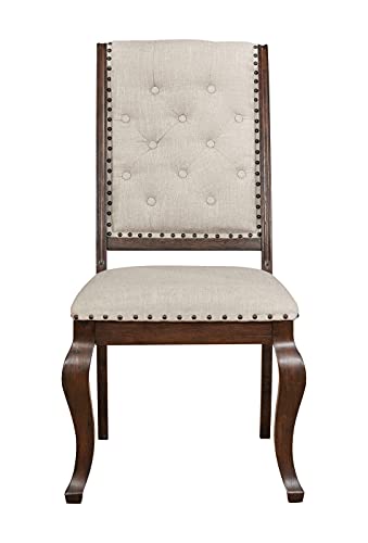 Coaster Furniture Glen Cove Dining Chairs with Button Tufting and Nailhead Trim Antique Java and Cream (Set of 2) 110312