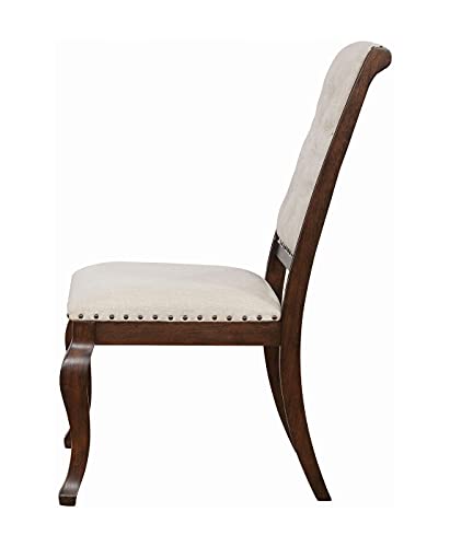 Coaster Furniture Glen Cove Dining Chairs with Button Tufting and Nailhead Trim Antique Java and Cream (Set of 2) 110312