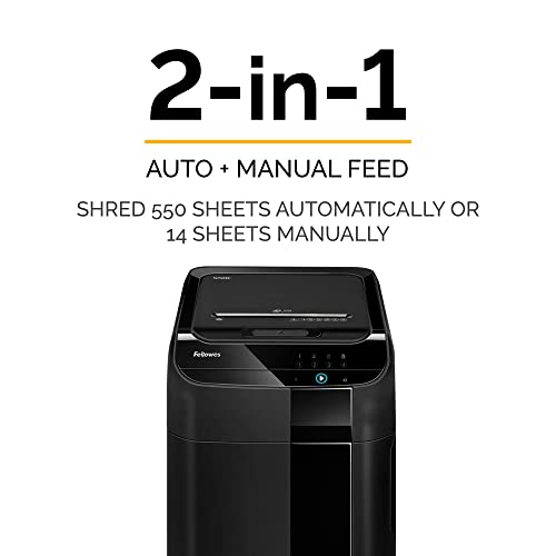 Fellowes AutoMax 550C Cross Cut, Auto Feed 2-in-1 Heavy Duty Commercial Paper Shredder with SilentShred (4963001)