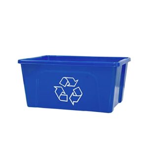 good natured desktop recycler, 3 gallon / 11 liter – recycling bin for office recycling container - plant based, bpa-free small storage bin with recycling logo, blue