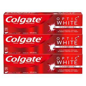 colgate optic white whitening toothpaste, sparkling white - 5 ounce (3 pack)