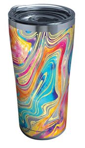 tervis tie dye swirl-bright triple walled insulated tumbler travel cup keeps drinks cold & hot, 20oz, stainless steel
