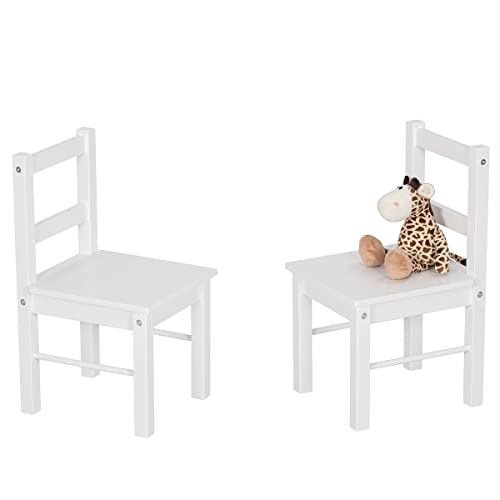 UTEX Child's Wooden Chair Pair for Play or Activity, Set of 2, White …