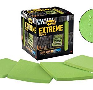 Post-it Extreme Notes, Works outdoors, Removes cleanly, 100X the holding power, Green, 3 in x 3 in, 12 Pads/Pack, 45 Sheets/Pad (EXTRM33-12TRYG)