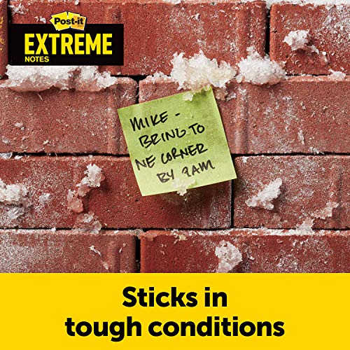 Post-it Extreme Notes, Works outdoors, Removes cleanly, 100X the holding power, Green, 3 in x 3 in, 12 Pads/Pack, 45 Sheets/Pad (EXTRM33-12TRYG)