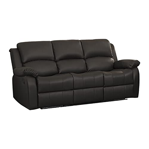 Homelegance Clarkdale Double Reclining Sofa with Drop Down Cup Holders, Br Brown