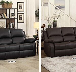 Homelegance Clarkdale Double Reclining Sofa with Drop Down Cup Holders, Br Brown