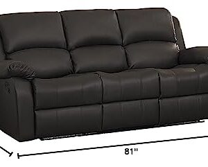 Homelegance Clarkdale Double Reclining Sofa with Drop Down Cup Holders, Br Brown