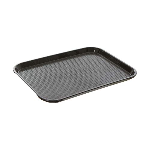 Fast Food Tray 12 x 16 Black Rectangular Polypropylene Serving Tray for Cafeteria, Diner, Restaurant, Food Courts