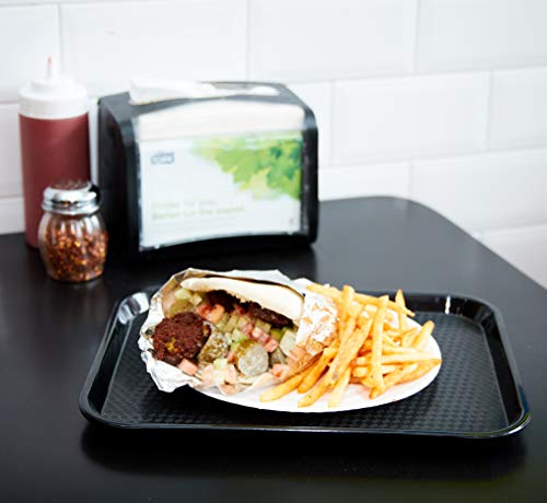 Fast Food Tray 12 x 16 Black Rectangular Polypropylene Serving Tray for Cafeteria, Diner, Restaurant, Food Courts