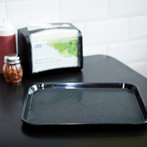 Fast Food Tray 12 x 16 Black Rectangular Polypropylene Serving Tray for Cafeteria, Diner, Restaurant, Food Courts