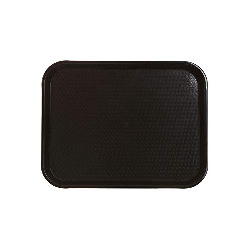 Fast Food Tray 12 x 16 Black Rectangular Polypropylene Serving Tray for Cafeteria, Diner, Restaurant, Food Courts