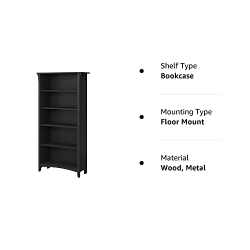 Bush Furniture Salinas 5 Shelf Bookcase, Tall Bookshelf for Living Room and Home Office