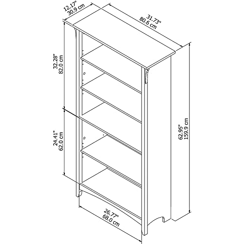 Bush Furniture Salinas 5 Shelf Bookcase, Tall Bookshelf for Living Room and Home Office