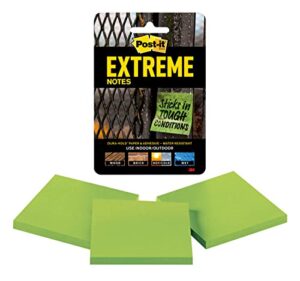 post-it extreme notes, works outdoors, works in 0 - 120 degrees fahrenheit, sticks where other notes can't, green, 3 in x 3 in, 3 pads/pack, 45 sheets/pad (extrm33-3trygn) (extrm33-3trygn)