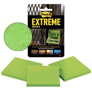 Post-it Extreme Notes, Works outdoors, Works in 0 - 120 degrees Fahrenheit, Sticks where other notes can't, Green, 3 in x 3 in, 3 Pads/Pack, 45 Sheets/Pad (EXTRM33-3TRYGN) (EXTRM33-3TRYGN)