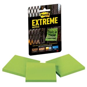 Post-it Extreme Notes, Works outdoors, Works in 0 - 120 degrees Fahrenheit, Sticks where other notes can't, Green, 3 in x 3 in, 3 Pads/Pack, 45 Sheets/Pad (EXTRM33-3TRYGN) (EXTRM33-3TRYGN)