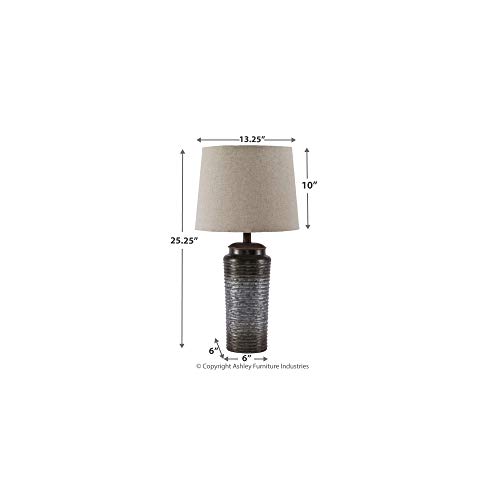 Signature Design by Ashley Norbert Casual 24.75" Table Lamp with Galvanized Metal Base & Ombre Effect, 2 Count, Dark Gray