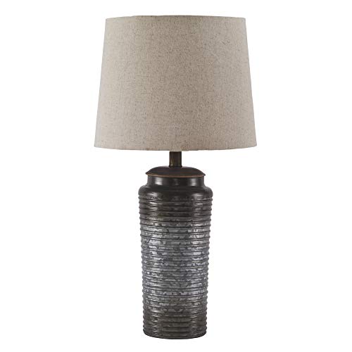 Signature Design by Ashley Norbert Casual 24.75" Table Lamp with Galvanized Metal Base & Ombre Effect, 2 Count, Dark Gray