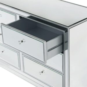 Elegant Decor Dresser 6 Drawers 48in. W x 18in. Din. x 32in. H in Antique Silver Paint