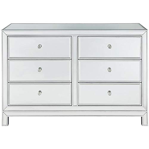 Elegant Decor Dresser 6 Drawers 48in. W x 18in. Din. x 32in. H in Antique Silver Paint