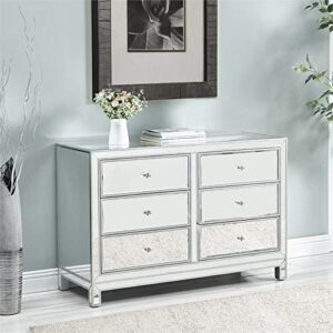 Elegant Decor Dresser 6 Drawers 48in. W x 18in. Din. x 32in. H in Antique Silver Paint