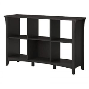 bush furniture salinas cube shelf and bookcase | display 6 shelves | modern storage cabinet with open bookshelf for library, office, living room, bedroom and more, 48w x 14d x 30h, vintage black