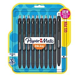 paper mate inkjoy gel pens, medium point, 0.7 mm, black barrel, black ink, pack of 10